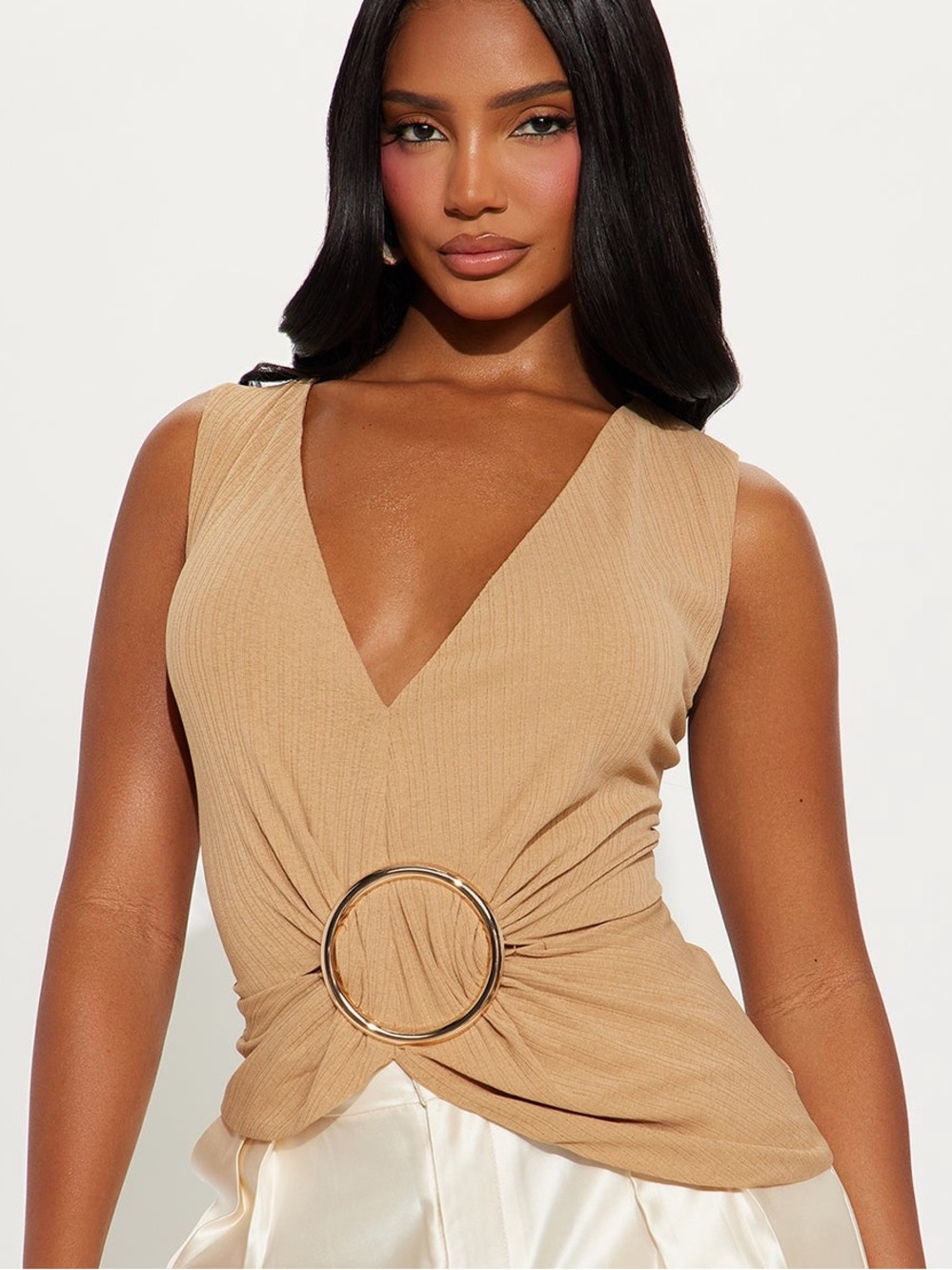 Fashion Nova Ruched Asymmetrical Top